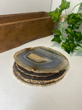 Load image into Gallery viewer, Set of 4 Natural polished Agate Slice drink coasters with Gold Electroplating around the edges 11