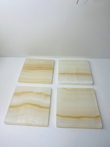 Set of 4 Natural polished Onyx Slice drink coasters