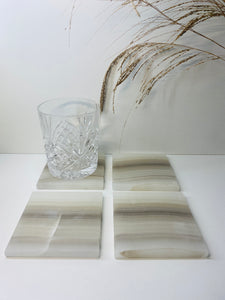 Set of 4 Natural polished Onyx Slice drink coasters
