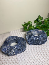 Load image into Gallery viewer, Set of 2 Sodalite tea light Candle Holder - natural stone / crystal