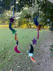 Star and Moon Coloured Agate windchime