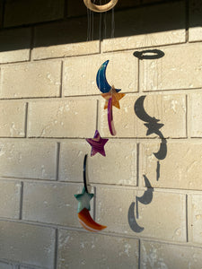 Star and Moon Coloured Agate windchime