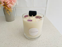 Load image into Gallery viewer, Large Tourmaline, Petalite and Amethyst natural soy Candle - Large size (285g)