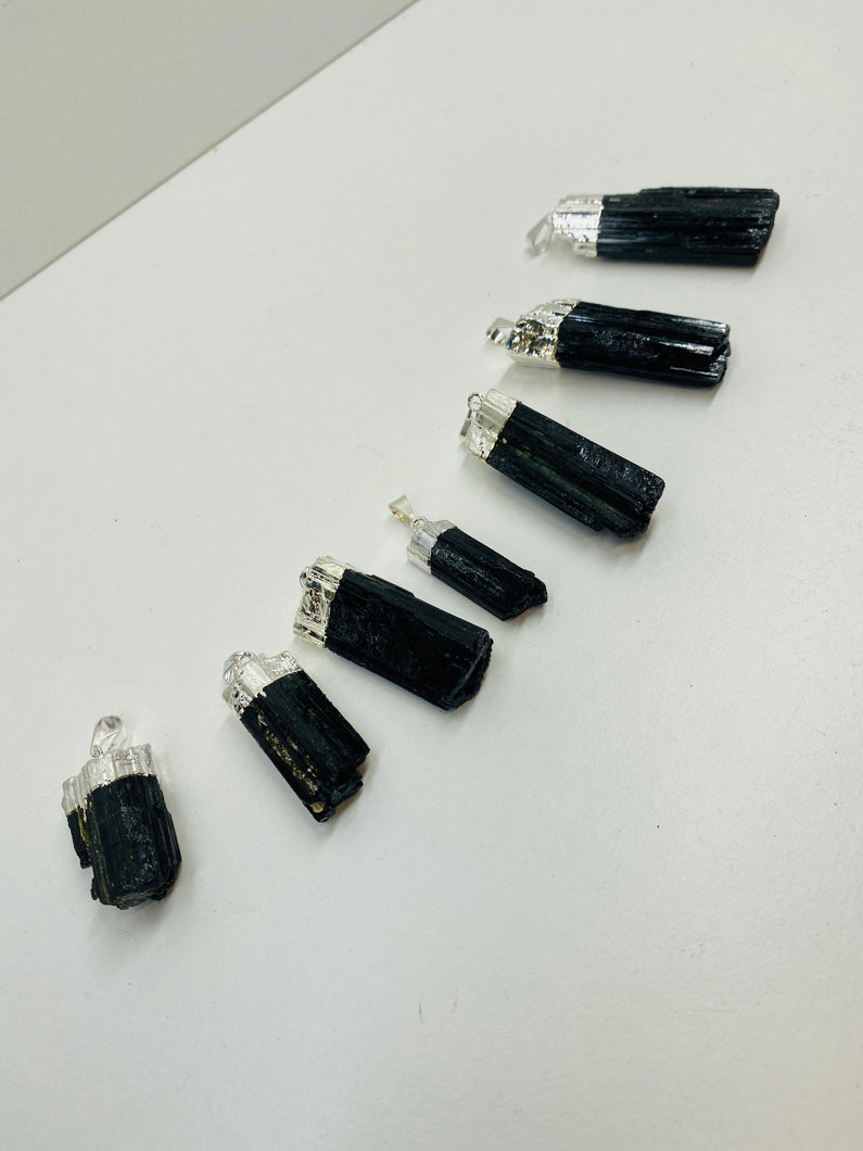 Tourmaline pendant set with silver electroplating - necklace