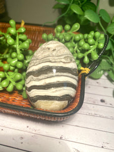 Zebra Calcite egg - office decor or unique home display piece