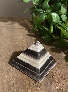 Zebra Onyx Crystal Pyramid, paper weight or unique display piece - Small