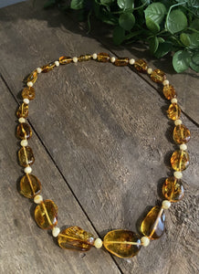 Amber bead necklace