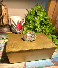 Load image into Gallery viewer, gold trinket or jewellery box with pyrite handle, home decor