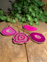 Load image into Gallery viewer, Pink Agate pendant with Gold Electroplating - necklace