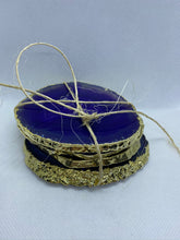 Load image into Gallery viewer, purple agate slice drink coasters with gold electroplating 2