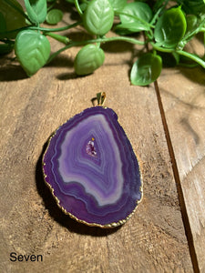 Purple Agate pendant with Gold Electroplating - necklace