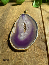 Load image into Gallery viewer, Purple Agate pendant with Gold Electroplating - necklace