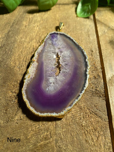 Purple Agate pendant with Gold Electroplating - necklace